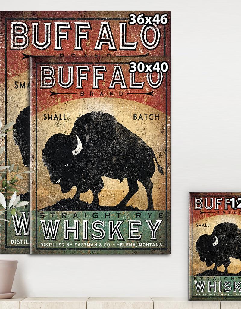 DesignQ Vintage Buffalo Whiskey - Wildlife Premium Canvas Wall Art