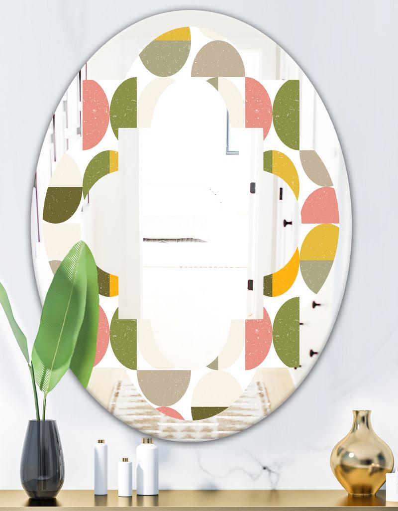 DesignQ Vintage Circular Design I - Modern Round Or Oval Wall Mirror - Quatrefoil