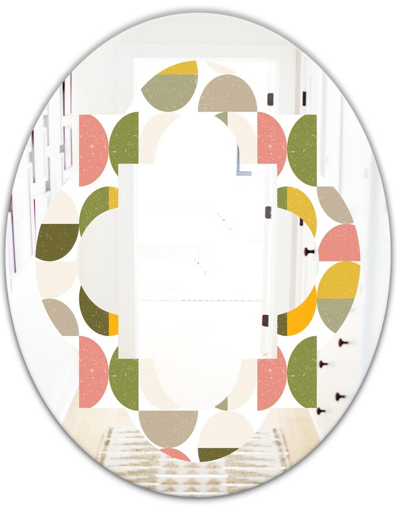 DesignQ Vintage Circular Design I - Modern Round Or Oval Wall Mirror - Quatrefoil