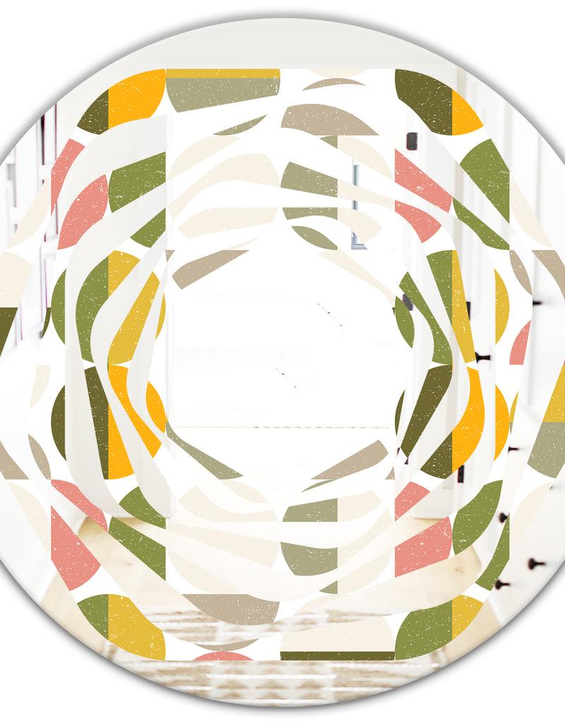 DesignQ Vintage Circular Design I - Modern Round Or Oval Wall Mirror - Whirl