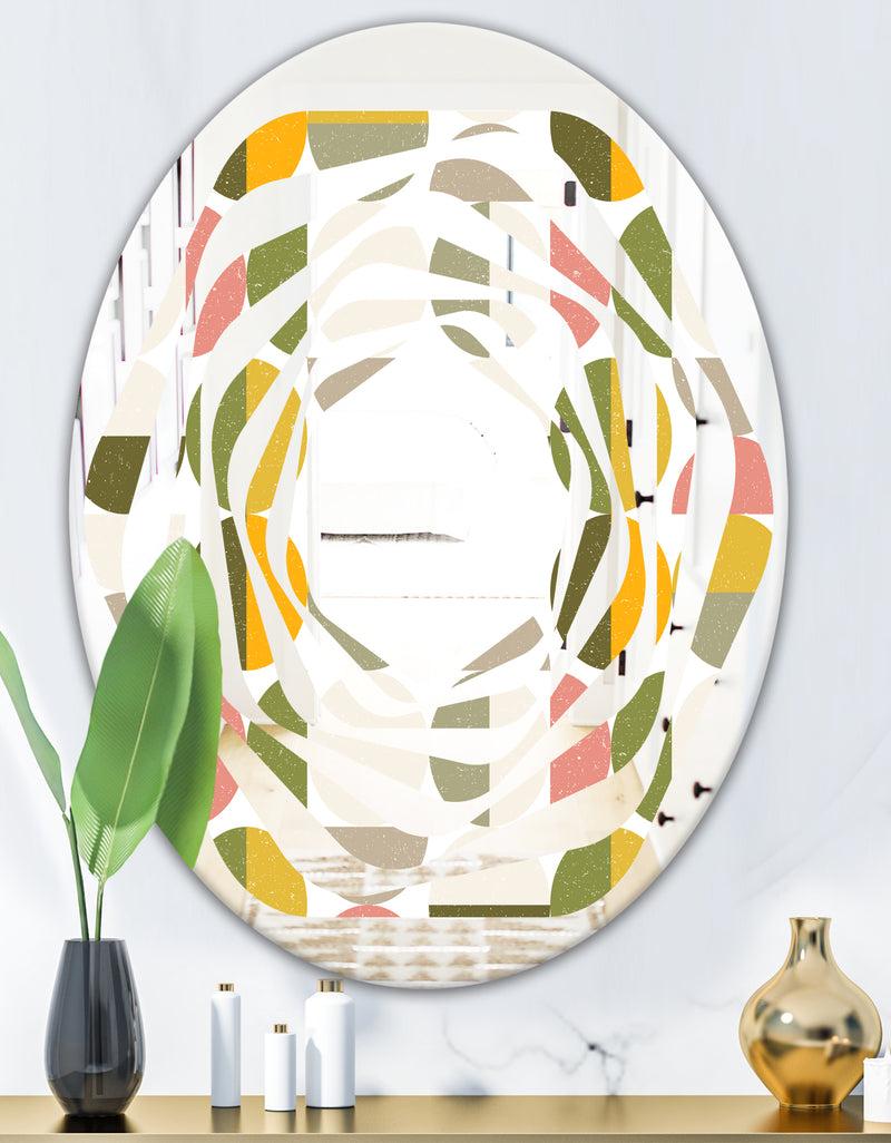 DesignQ Vintage Circular Design I - Modern Round Or Oval Wall Mirror - Whirl