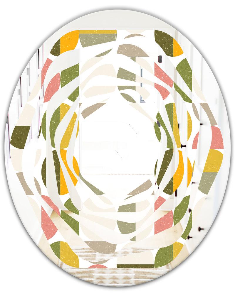 DesignQ Vintage Circular Design I - Modern Round Or Oval Wall Mirror - Whirl