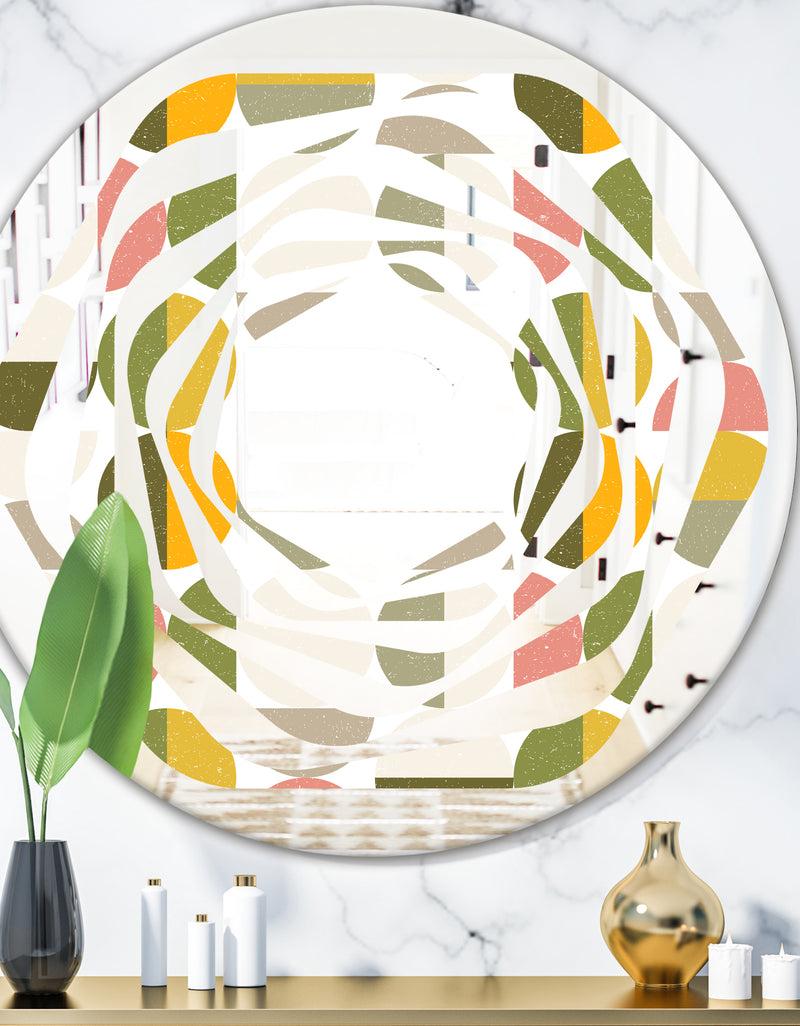 DesignQ Vintage Circular Design I - Modern Round or Oval Wall Mirror - Whirl
