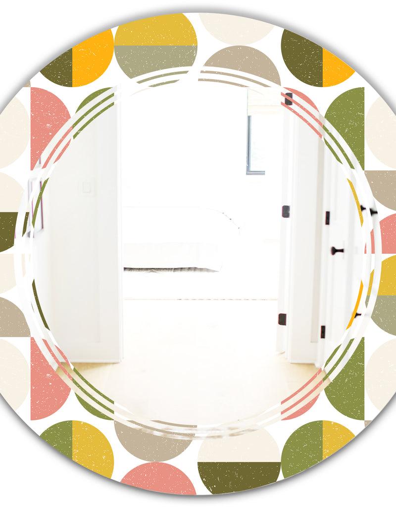 DesignQ Vintage Circular Design I - Modern Round Or Oval Wall Mirror - Triple C