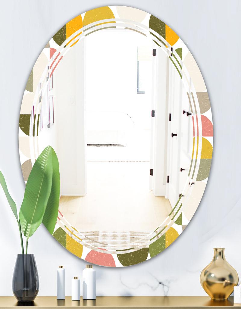 DesignQ Vintage Circular Design I - Modern Round Or Oval Wall Mirror - Triple C