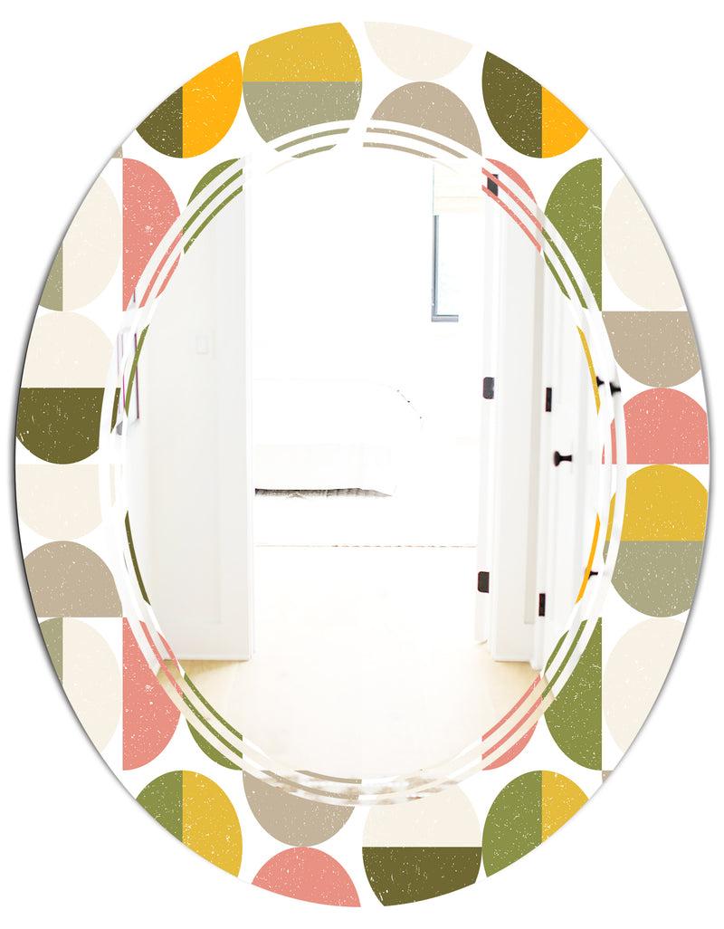 DesignQ Vintage Circular Design I - Modern Round Or Oval Wall Mirror - Triple C