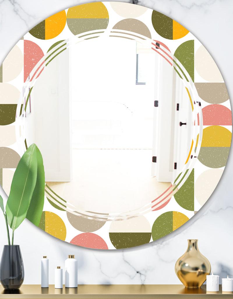 DesignQ Vintage Circular Design I - Modern Round or Oval Wall Mirror - Triple C
