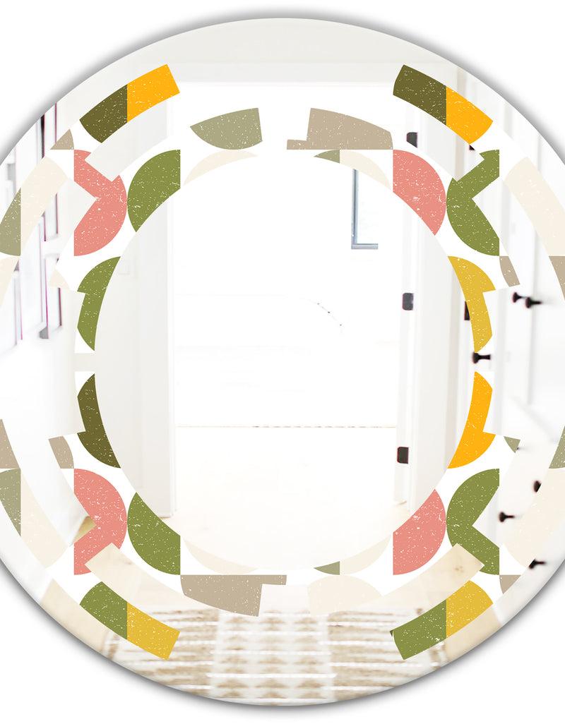 DesignQ Vintage Circular Design I - Modern Round Or Oval Wall Mirror - Space