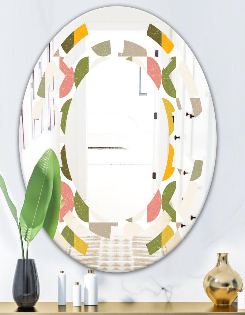 DesignQ Vintage Circular Design I - Modern Round Or Oval Wall Mirror - Space