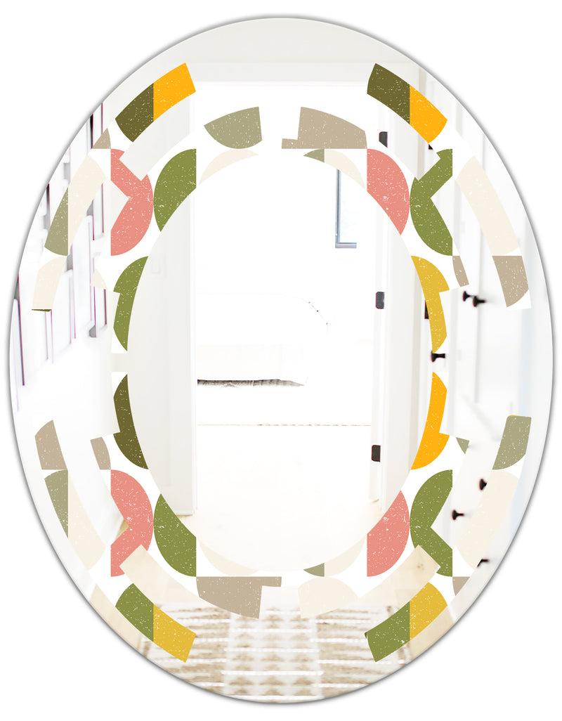 DesignQ Vintage Circular Design I - Modern Round Or Oval Wall Mirror - Space