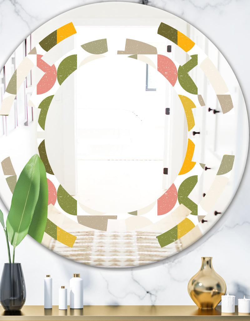DesignQ Vintage Circular Design I - Modern Round or Oval Wall Mirror - Space