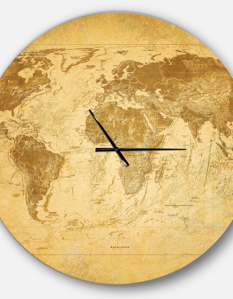 DesignQ Vintage Classic Map - Oversized Global Wall CLock