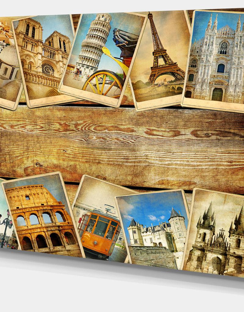 DesignQ Vintage Collage Cards Contemporary Canvas Art Print