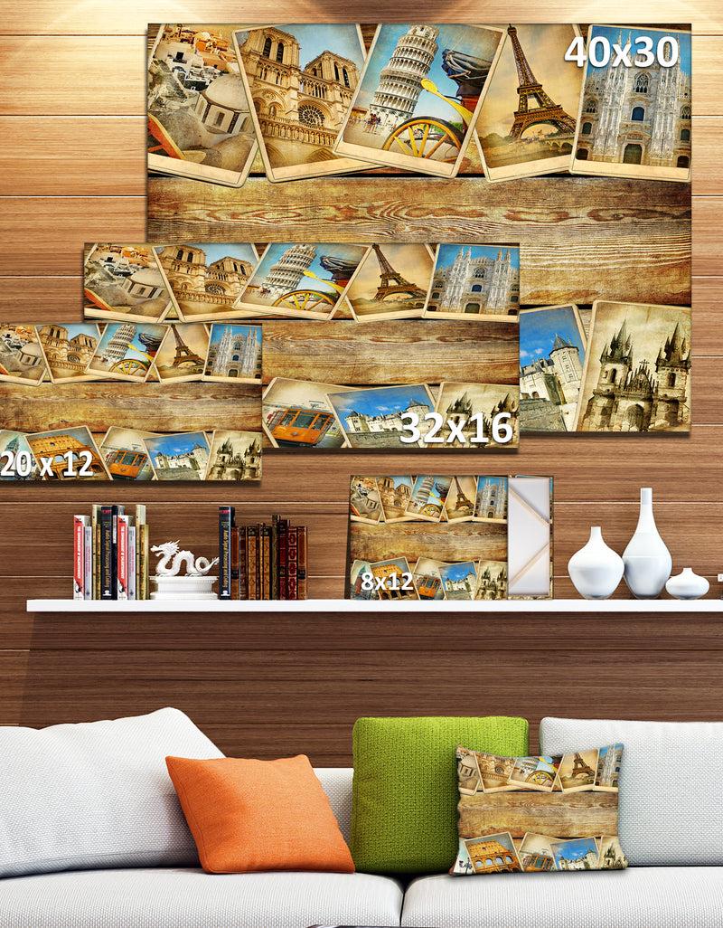 DesignQ Vintage Collage Cards Contemporary Canvas Art Print