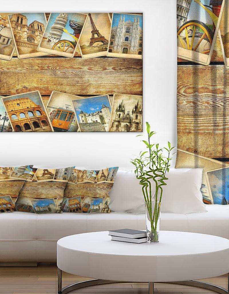 DesignQ Vintage Collage Cards Contemporary Canvas Art Print