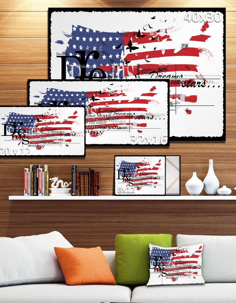 DesignQ Vintage Fashion USA Flag - Map Canvas Art Print