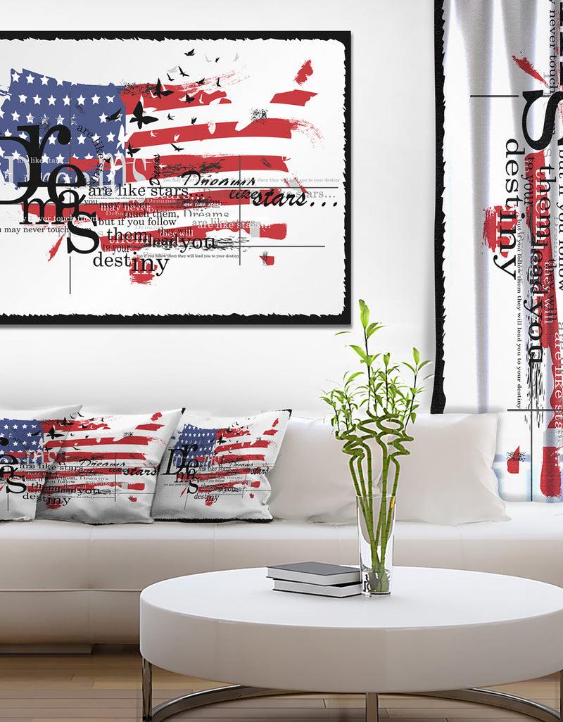 DesignQ Vintage Fashion USA Flag - Map Canvas Art Print