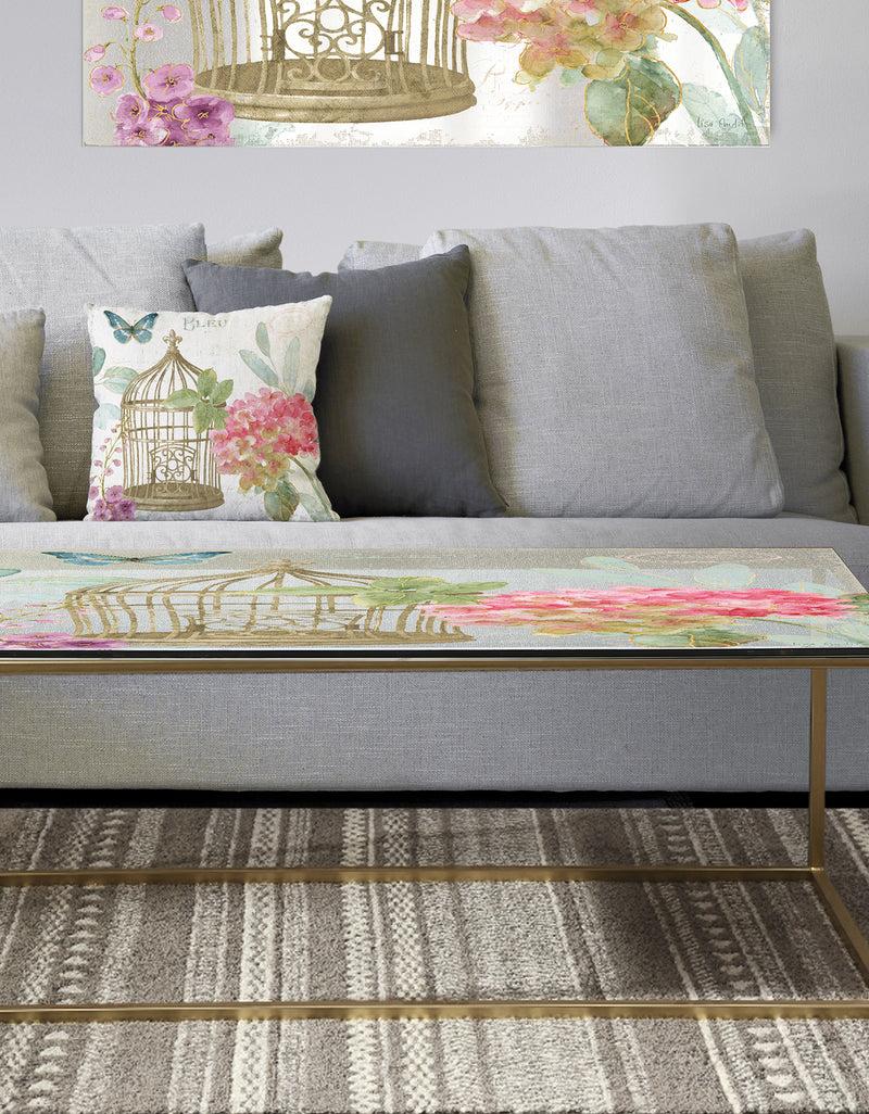 DesignQ Vintage Floral Birdcage I - Metal Traditional Coffee Table