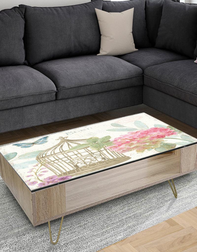 DesignQ Vintage Floral Birdcage I - Traditional Coffee Table
