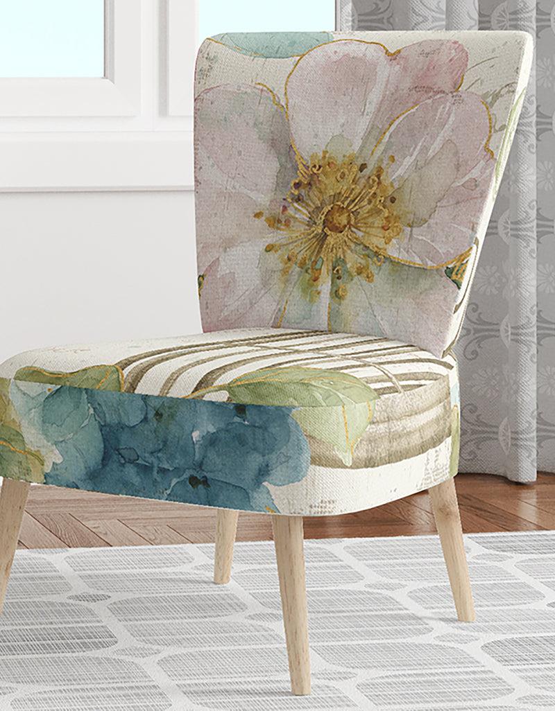 DesignQ Vintage Floral Birdcage II - Upholstered Traditional Accent Chair