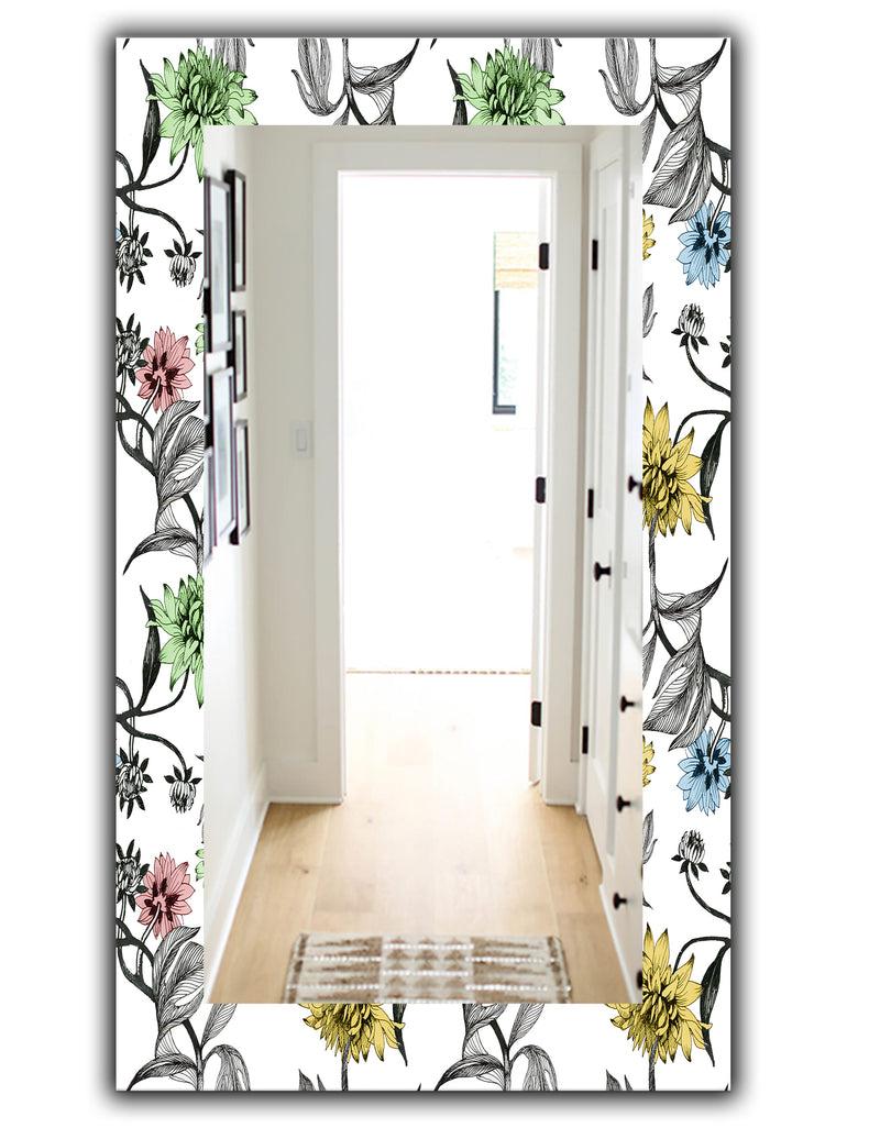 DesignQ Vintage Flowers 3 - Traditional Mirror - Wall Mirror