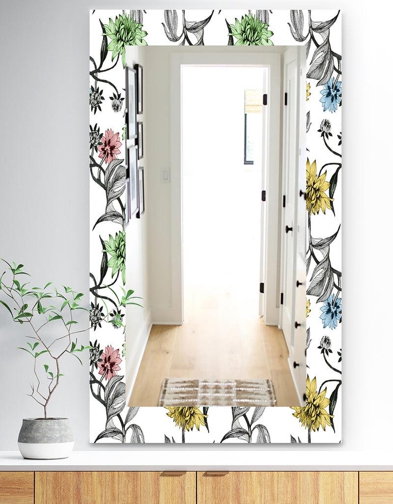 DesignQ Vintage Flowers 3 - Traditional Mirror - Wall Mirror