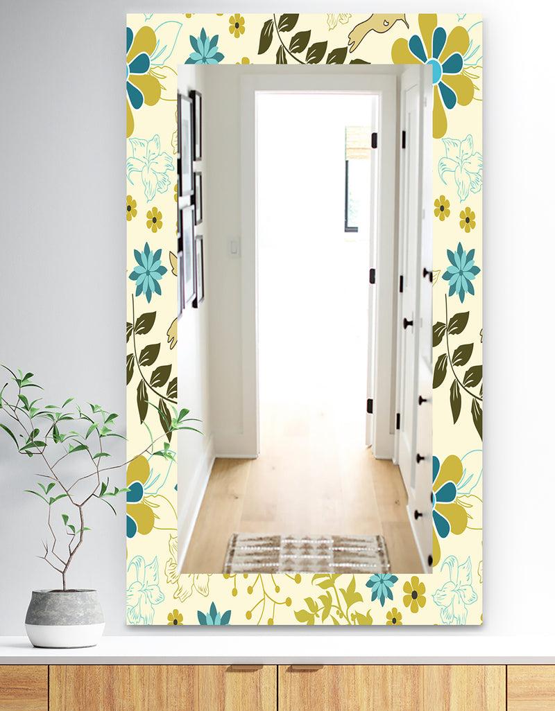 DesignQ Vintage Flowers 7 - Traditional Mirror - Frameless Vanity Mirror
