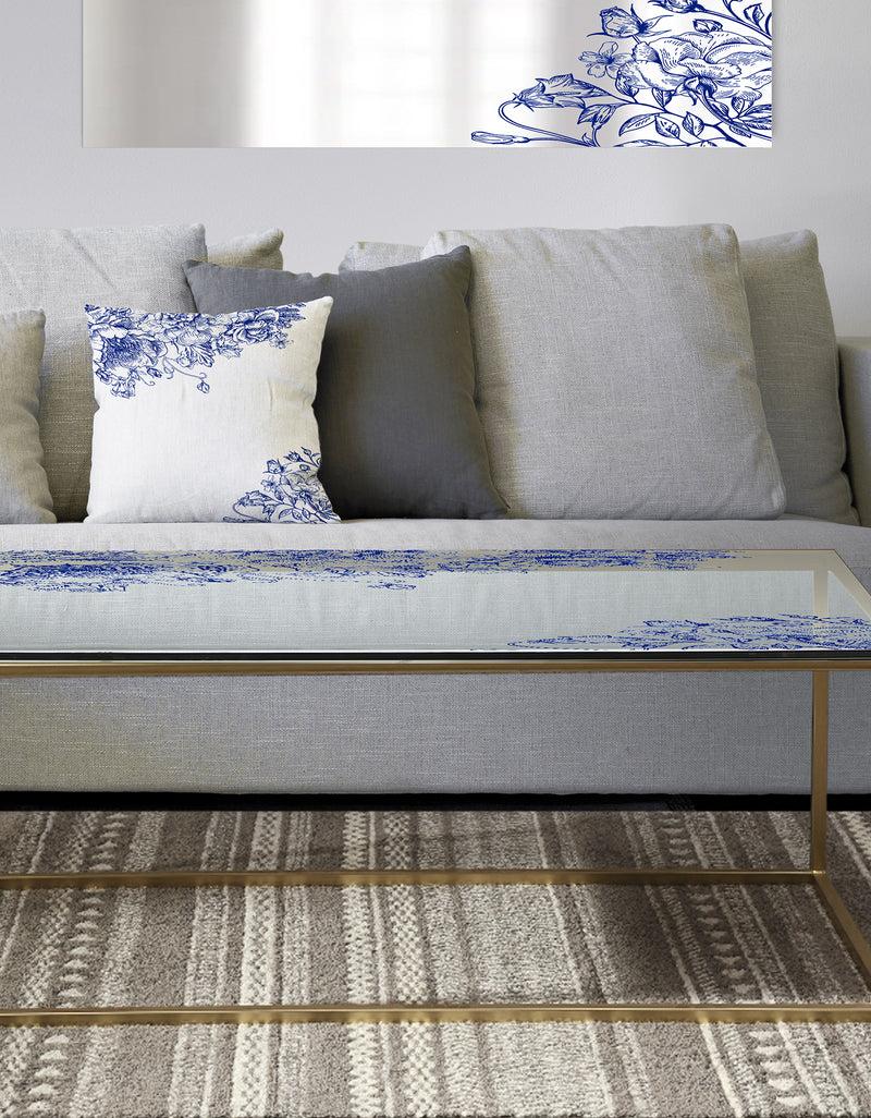 DesignQ Vintage Flowers 8 - Metal Traditional Coffee Table