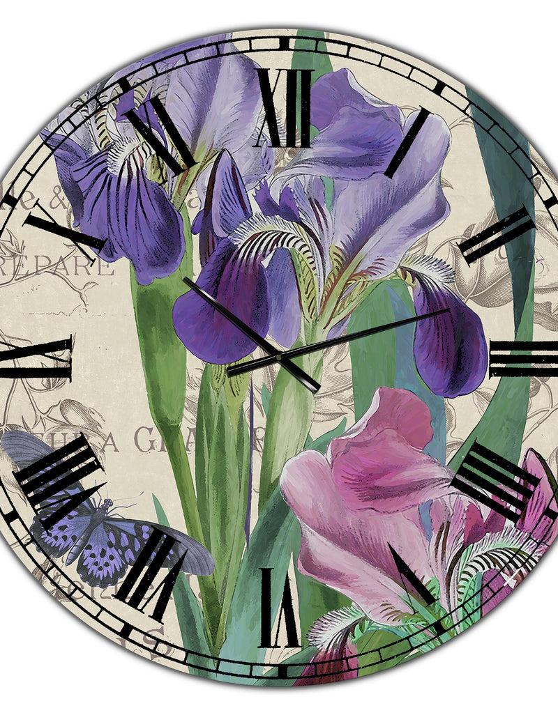 DesignQ Vintage Flowers III - Oversized Cottage Wall Clock