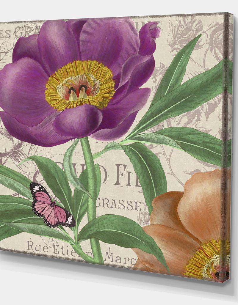 DesignQ Vintage Flowers IV - Cottage Gallery-wrapped Canvas