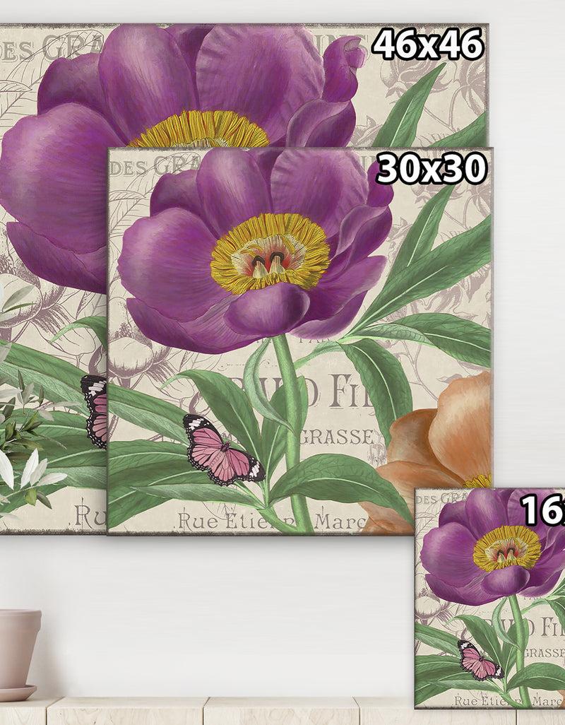 DesignQ Vintage Flowers IV - Cottage Gallery-wrapped Canvas