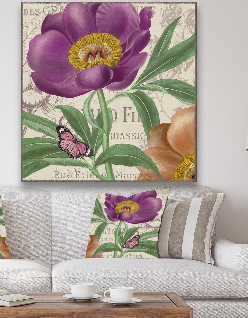 DesignQ Vintage Flowers IV - Cottage Gallery-wrapped Canvas