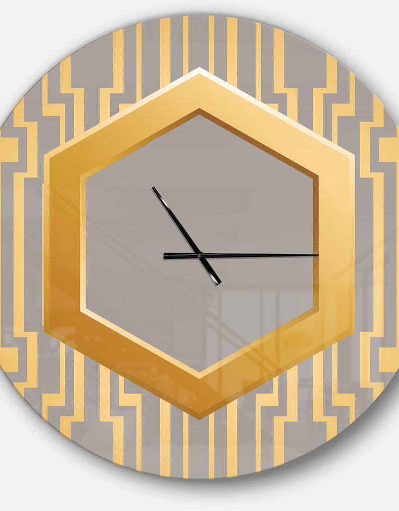 DesignQ Vintage Gold And Grey Design - Oversized Shabby Chic Wall CLock