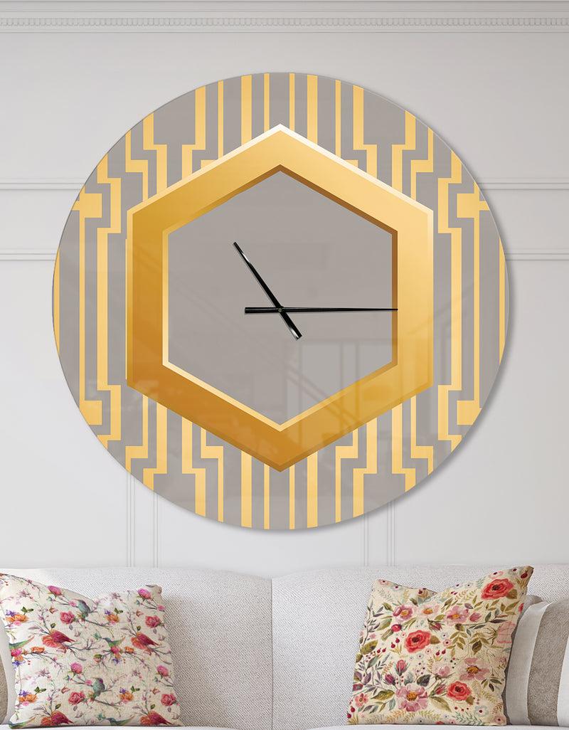 DesignQ Vintage Gold and Grey design - Oversized Shabby Chic Wall CLock