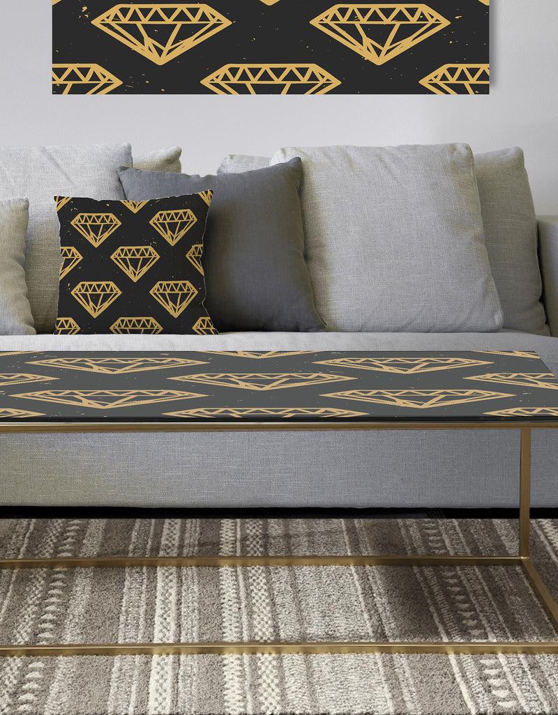 DesignQ Vintage Golden Diamonds - Metal Glam Coffee Table