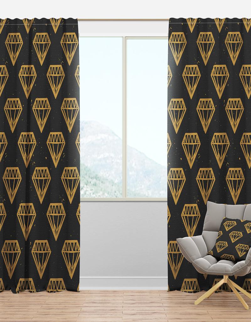 DesignQ Vintage Golden Diamonds - Mid-Century Modern Curtain Panels