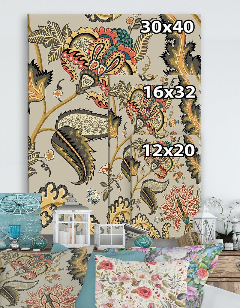 DesignQ Vintage Indian Floral Pattern - Cottage Canvas Wall Art