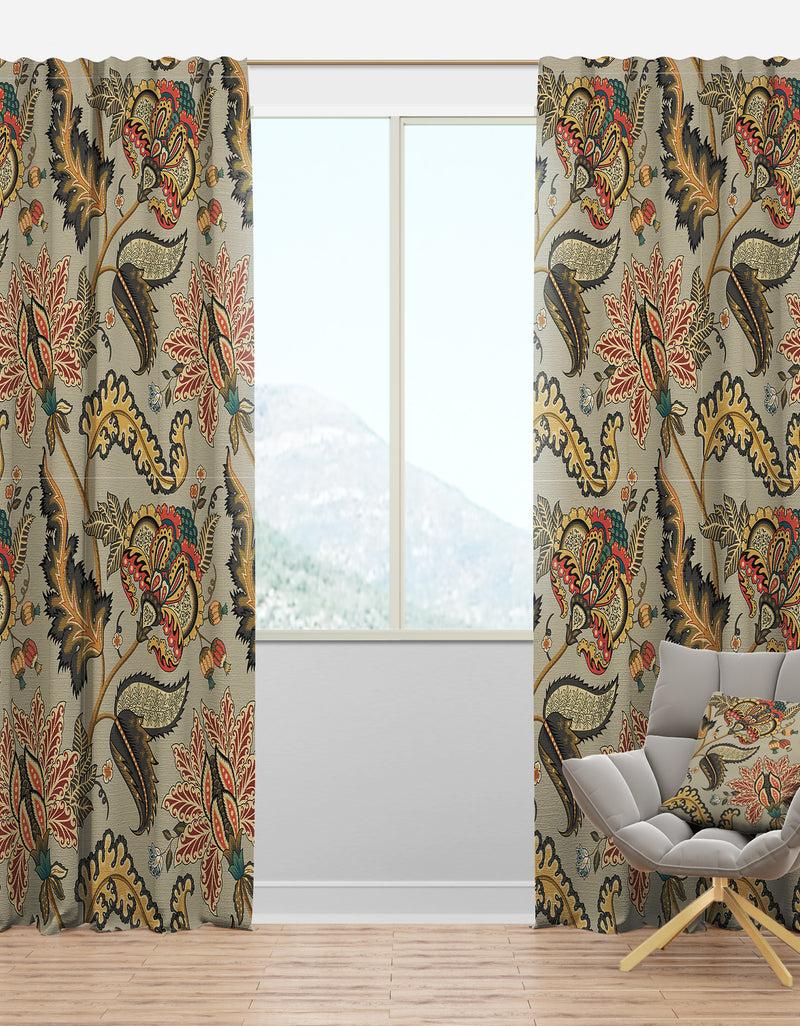 DesignQ Vintage Indian Floral Pattern - Tropical Curtain Panels