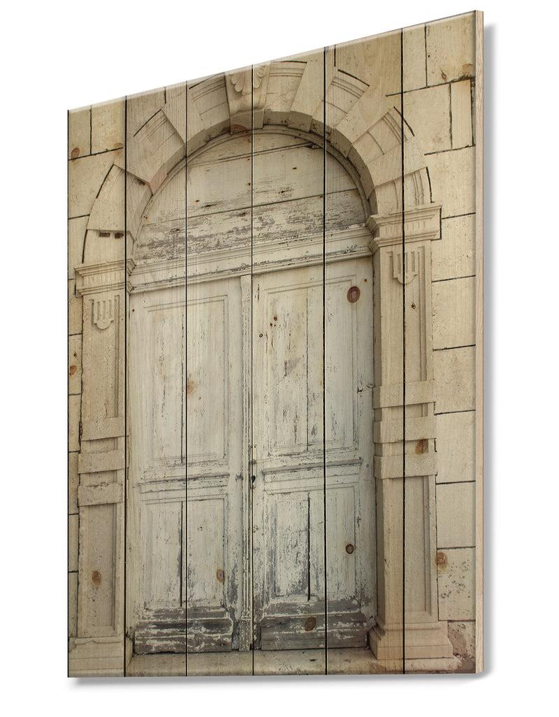 DesignQ Vintage Italian Door - Vintage Print On Natural Pine Wood