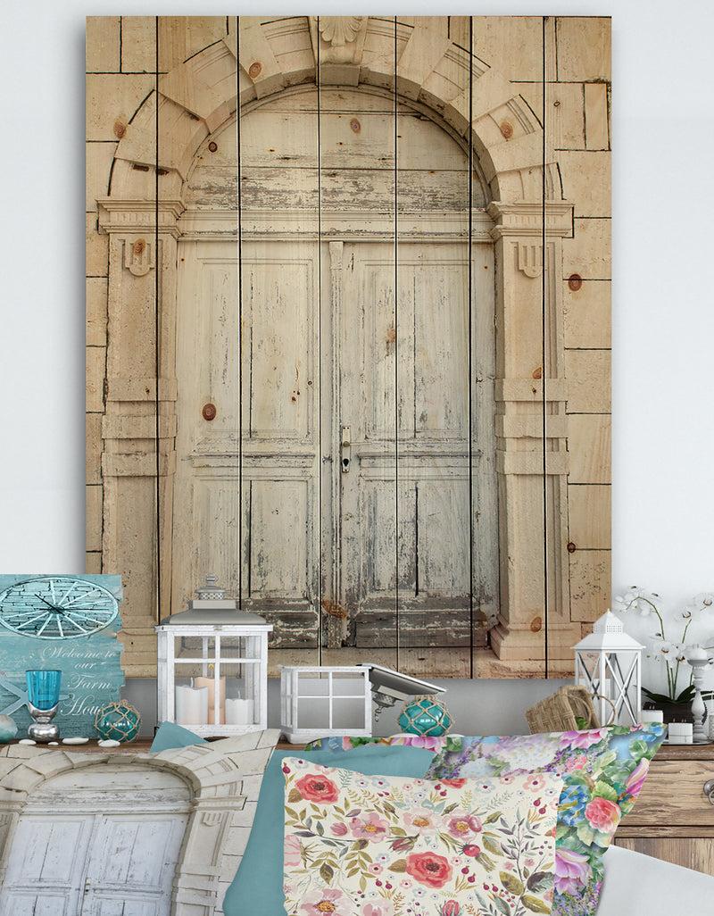 DesignQ Vintage Italian Door - Vintage Print on Natural Pine Wood