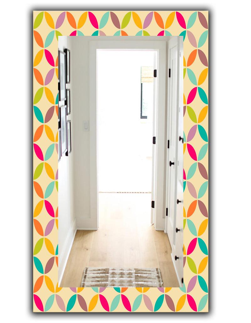 DesignQ Vintage Neutral Pattern - Modern Mirror - Frameless Wall Mirror