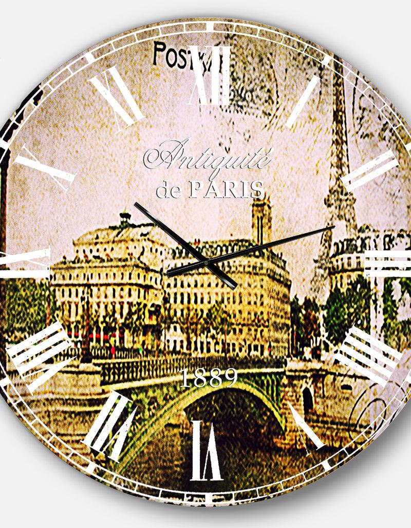 DesignQ Vintage Paris - Abstract Cityscape Wall CLock