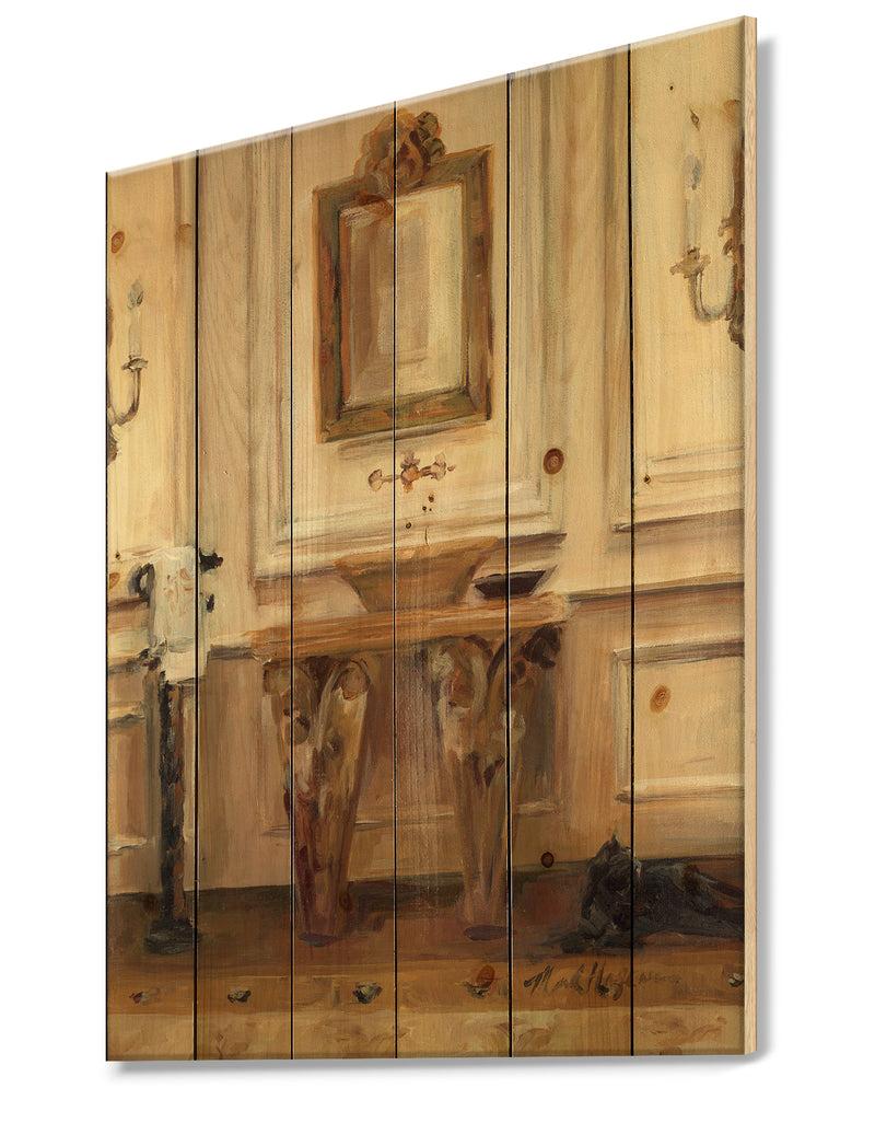 DesignQ Vintage Paris Bathroom Painting - Traditional Bathroom Print On Natural Pine Wood