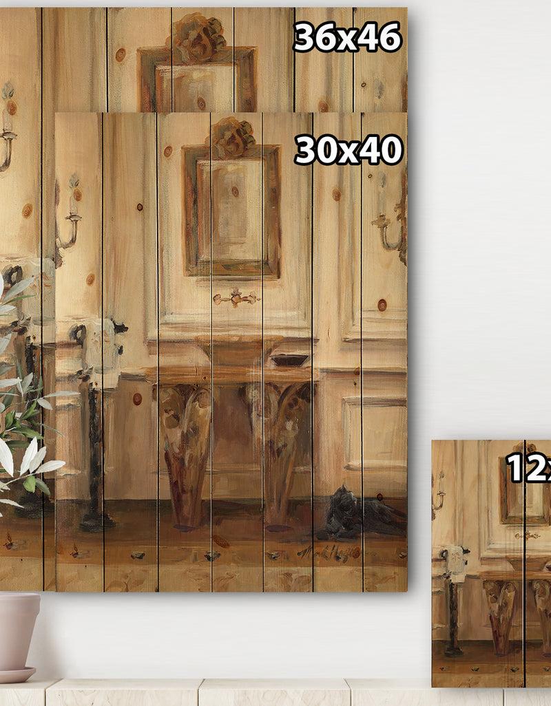 DesignQ Vintage Paris Bathroom Painting - Traditional Bathroom Print On Natural Pine Wood