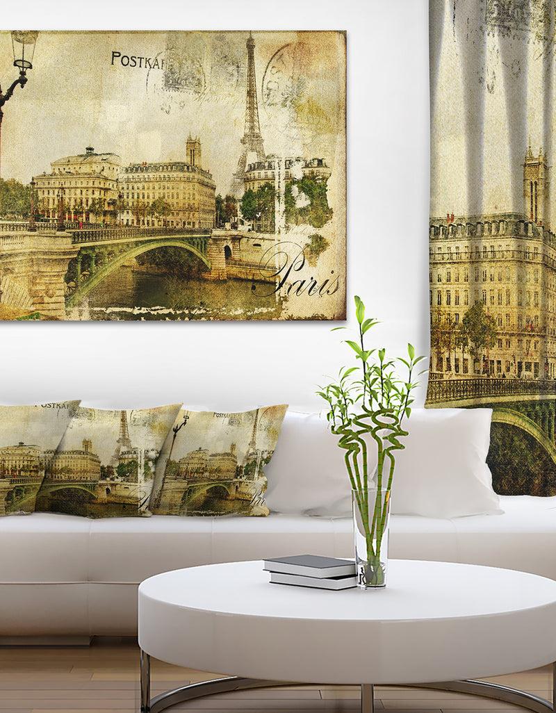 DesignQ Vintage Paris - Digital Art Cityscape Canvas Print