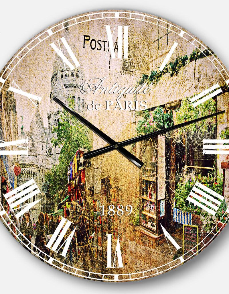 DesignQ Vintage Parisian Cards - Contemporary Large Wall CLock