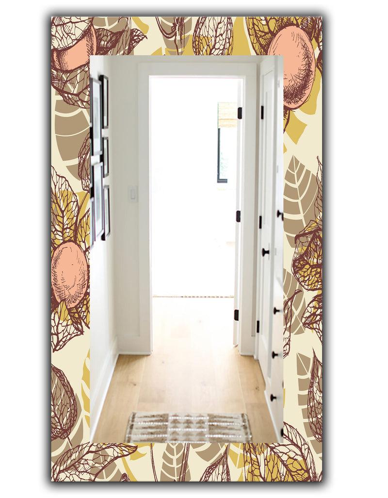 DesignQ Vintage Physalis Drawing - Bohemian And Eclectic Mirror - Modern Wall Mirror