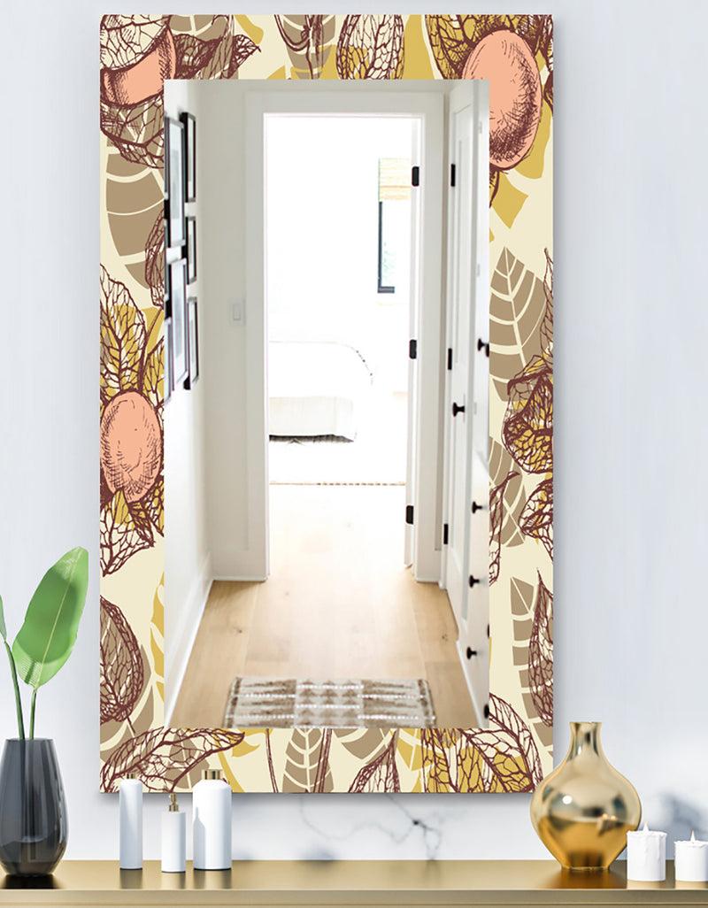 DesignQ Vintage Physalis Drawing - Bohemian and Eclectic Mirror - Modern Wall Mirror