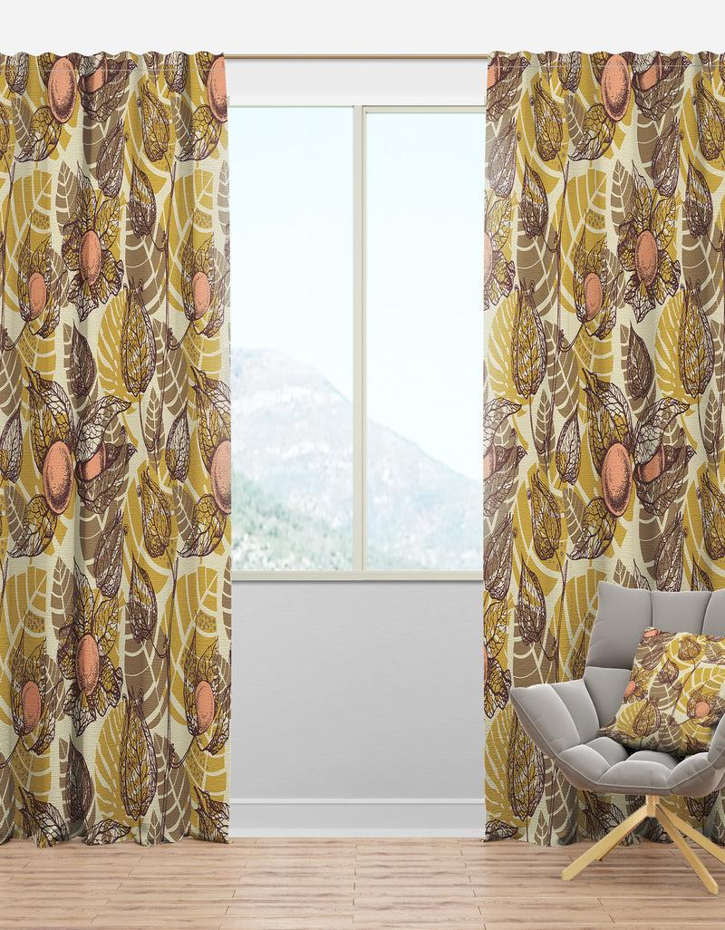 DesignQ Vintage Physalis Drawing - Mid-Century Modern Curtain Panels