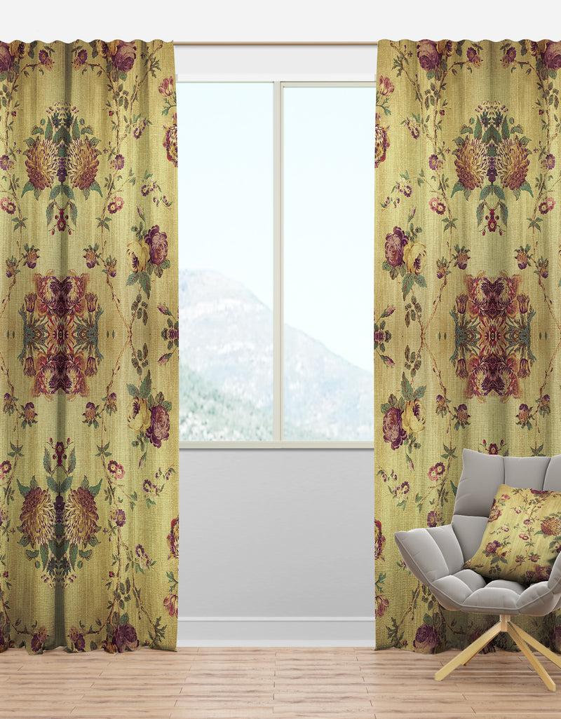 DesignQ Vintage Purple Flowers - Floral Curtain Panels